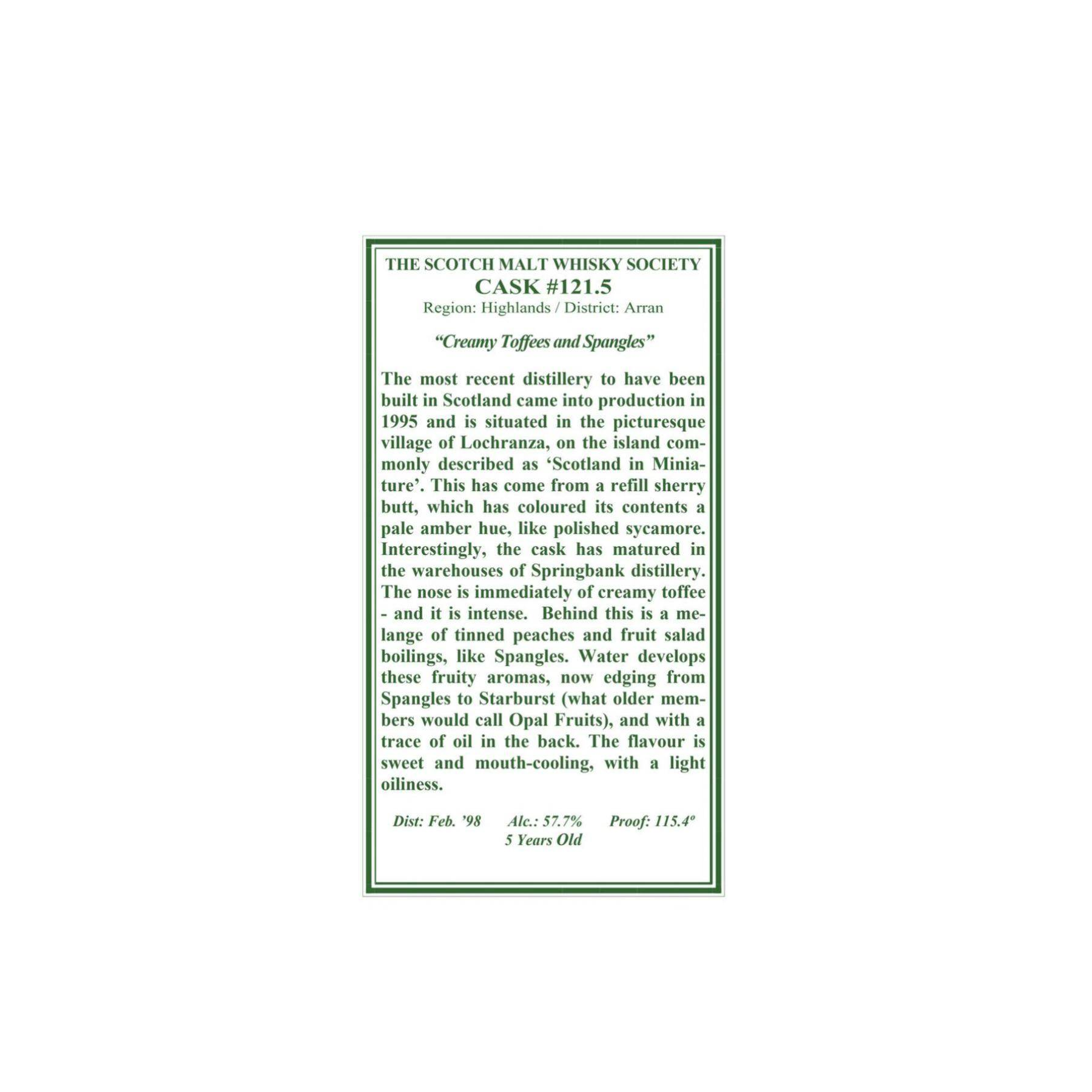The Scotch Malt Whisky Society 1998 5 Years Single Malt Whisky
