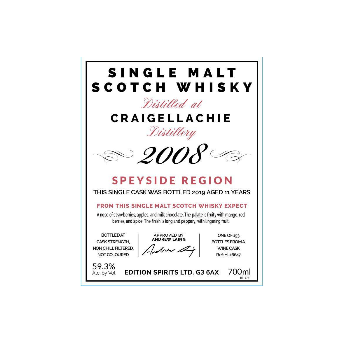 Craigellachie The First Editions 2008 11 Years Single Malt Whisky 2