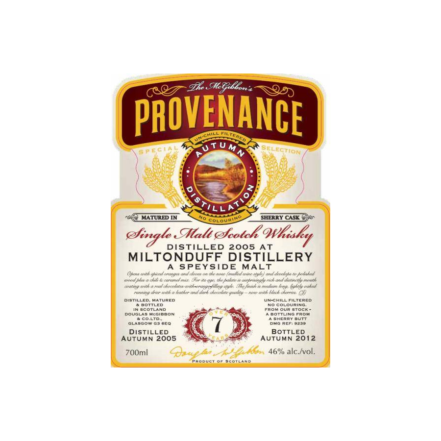 Miltonduff McGibbon's Provenance 2005 7 Years Single Malt Whisky 2