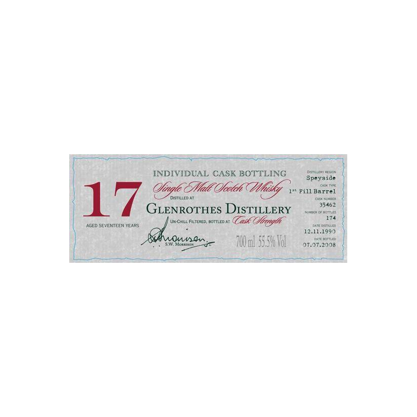 The Glenrothes Individual Cask Bottling 1990 17 Years Single Malt Whisky