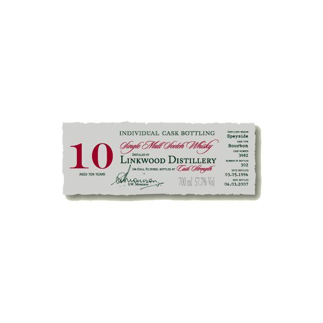 Linkwood Individual Cask Bottling 1996 10 Years Single Malt Whisky