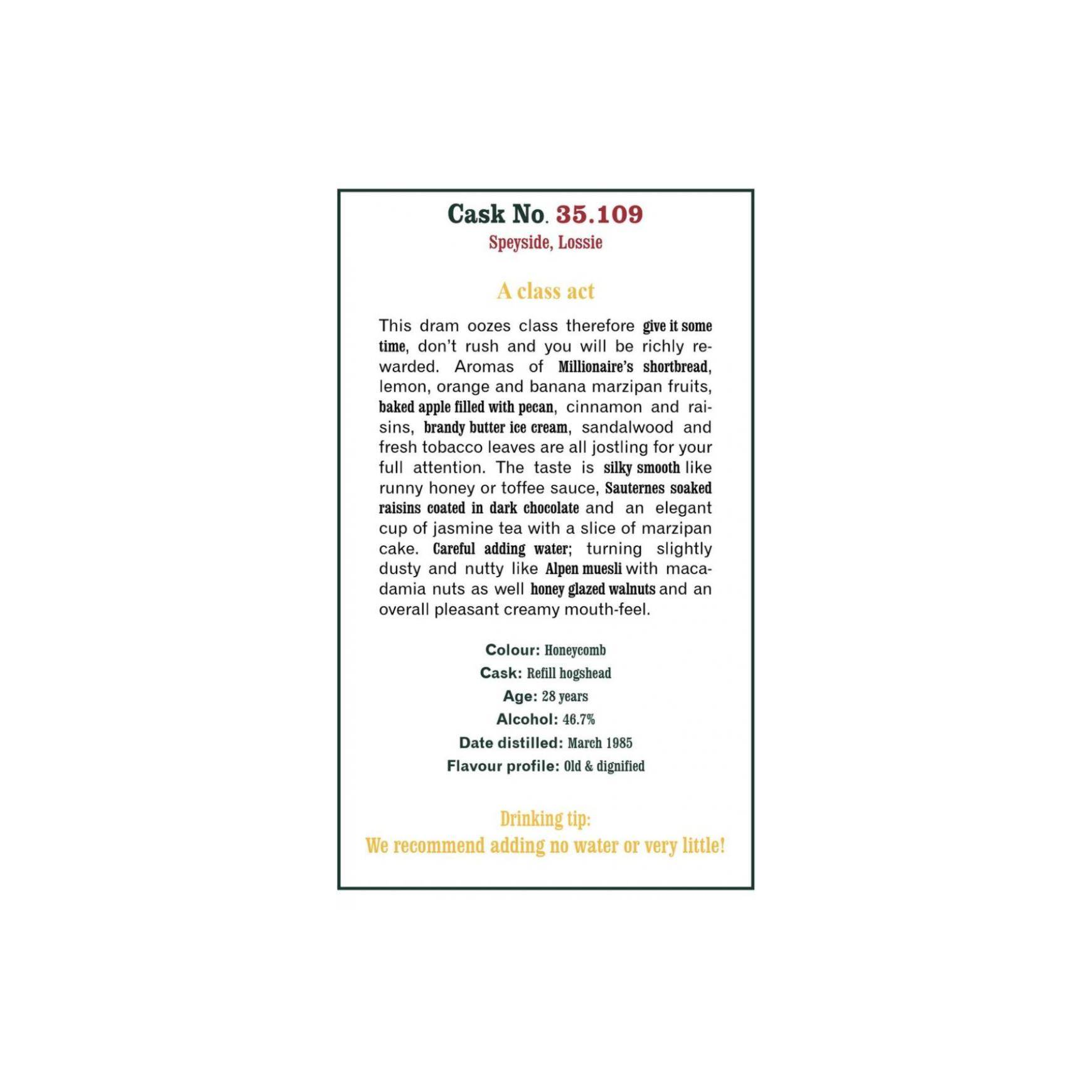 The Scotch Malt Whisky Society 1985 28 Years Single Malt Whisky
