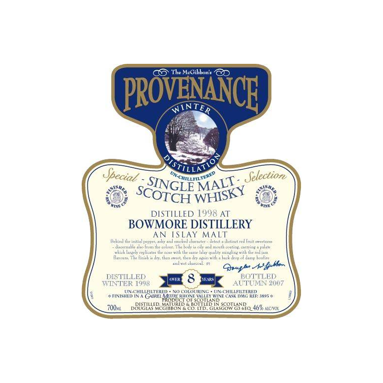 Bowmore McGibbon's Provenance 1998 8 Years Single Malt Whisky