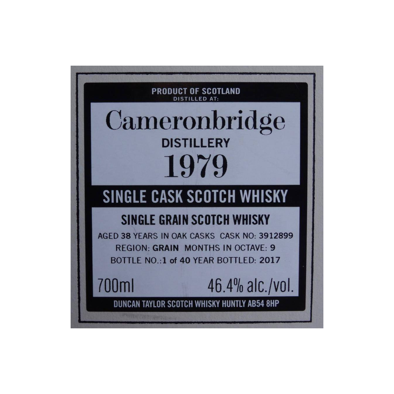 Cameronbridge The Octave 1979 38 Years Single Grain Whisky