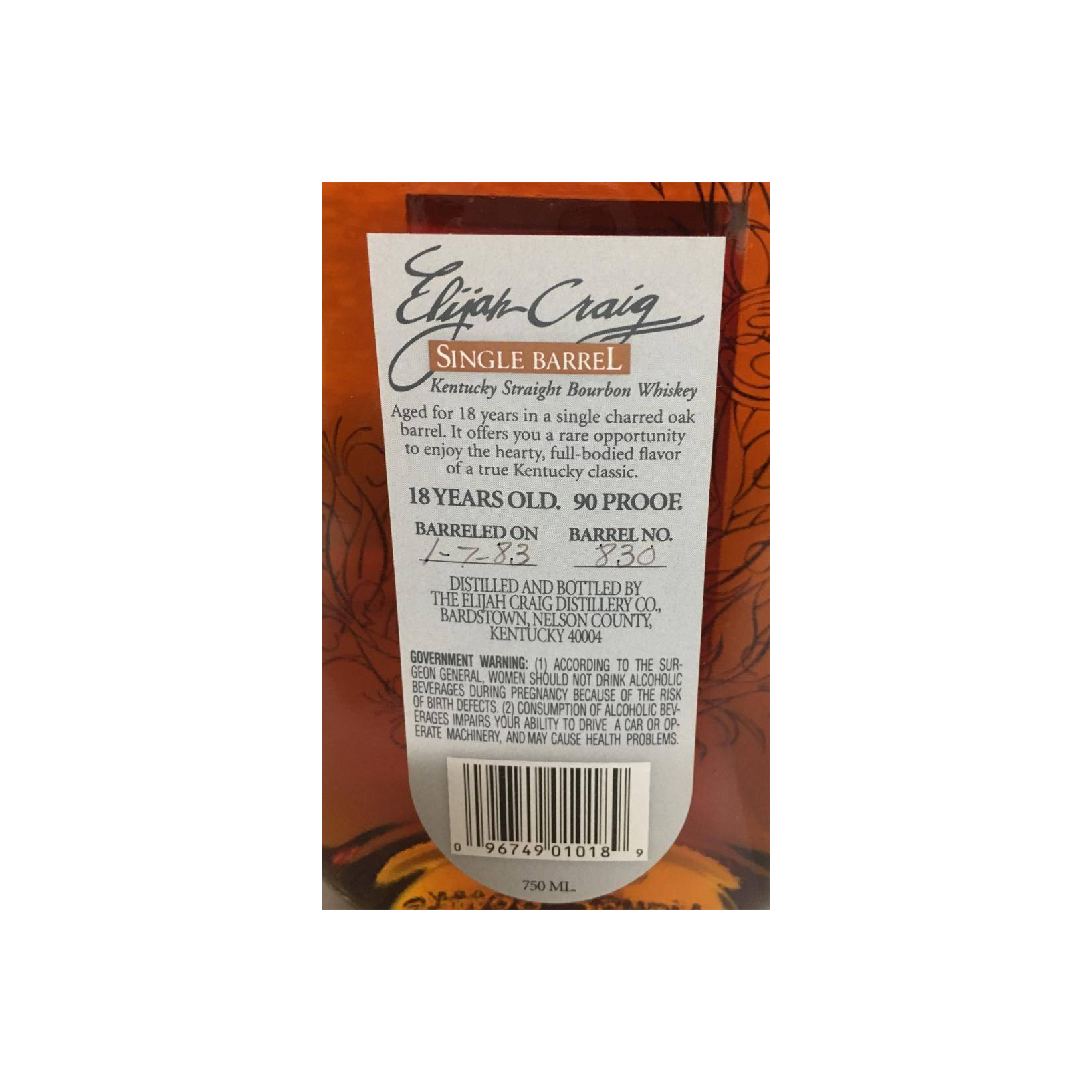 Elijah Craig Single Cask 1983 18 Years Bourbon Whisky