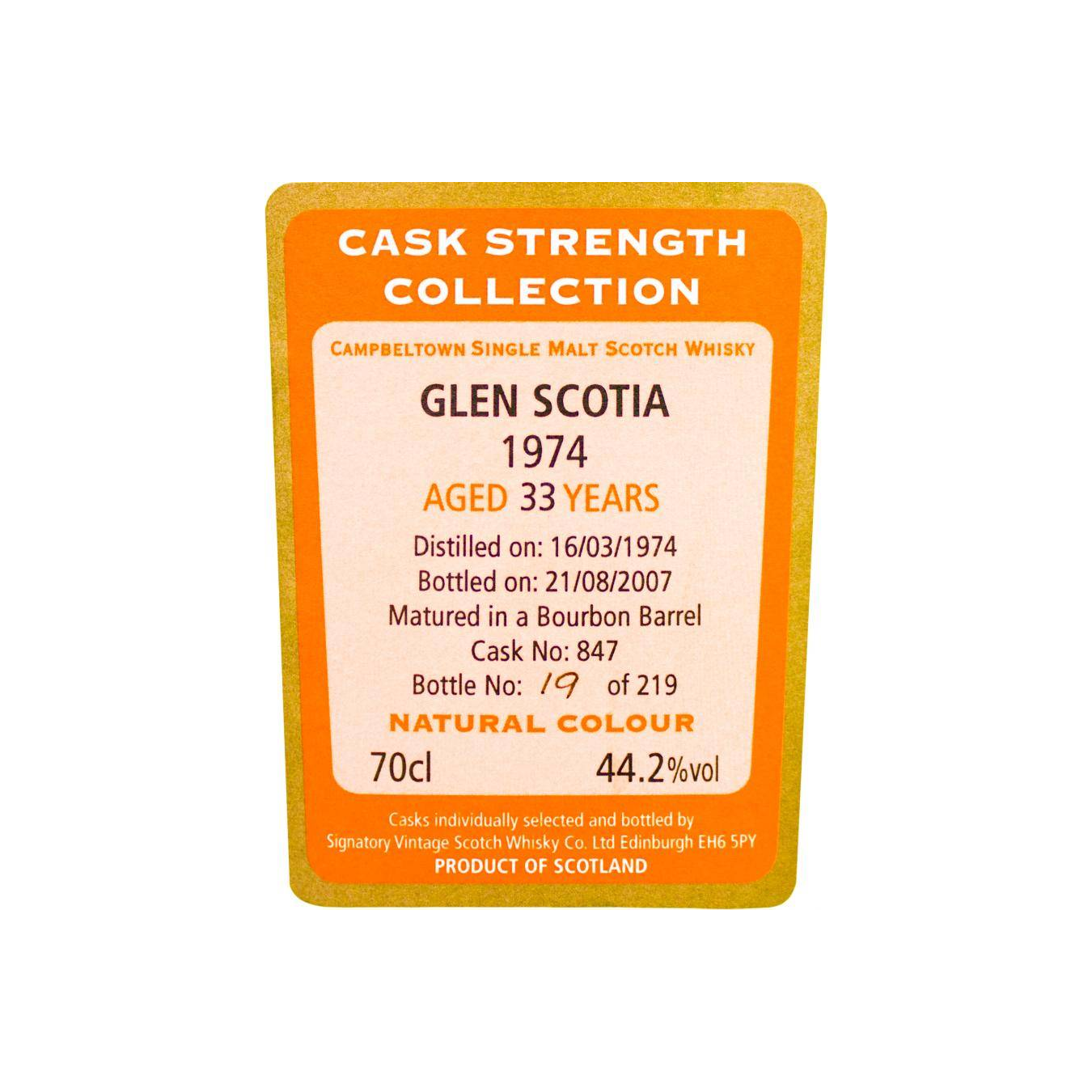 Glen Scotia Cask Strength Collection 1974 33 Years Single Malt Whisky 3