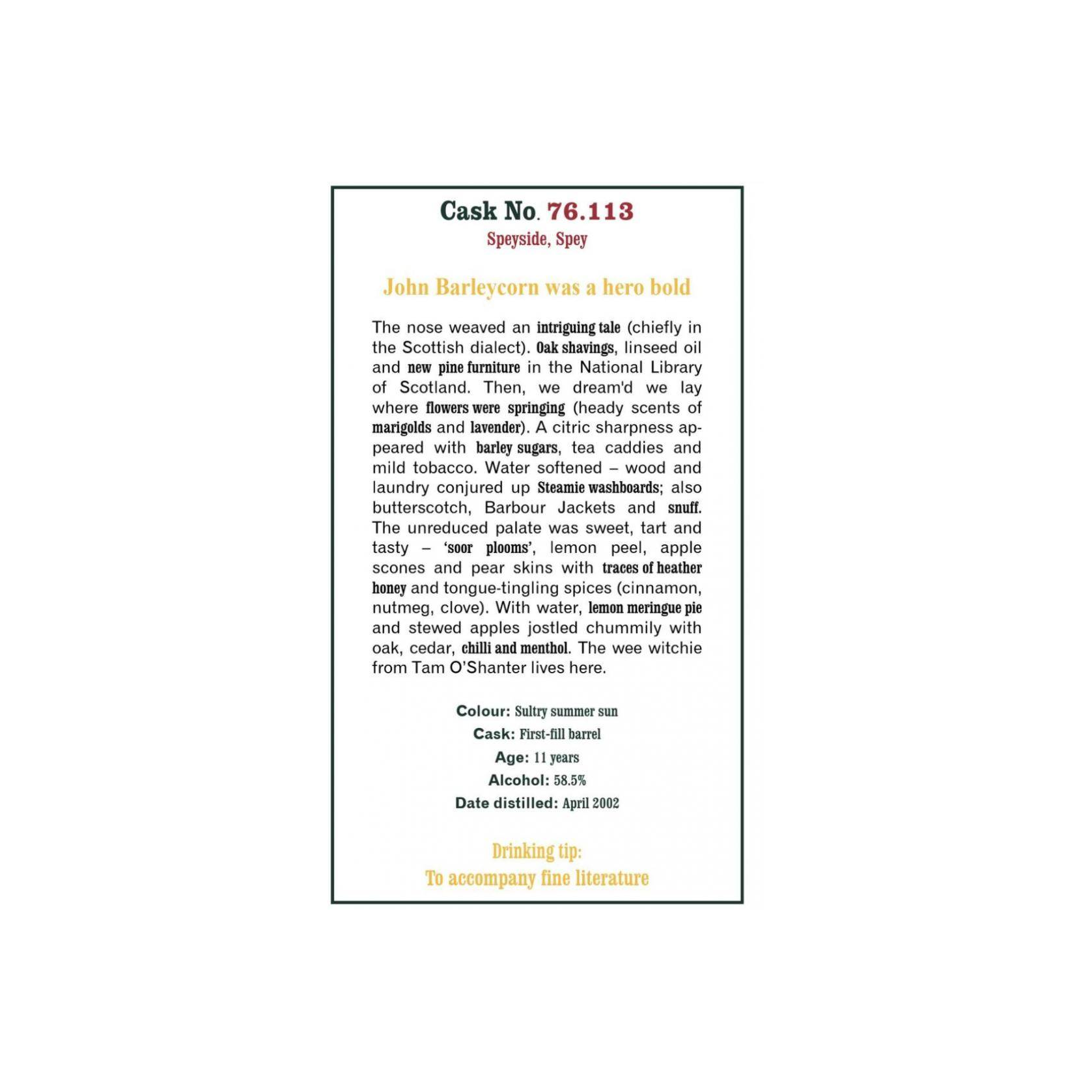 The Scotch Malt Whisky Society 2002 11 Years Single Malt Whisky