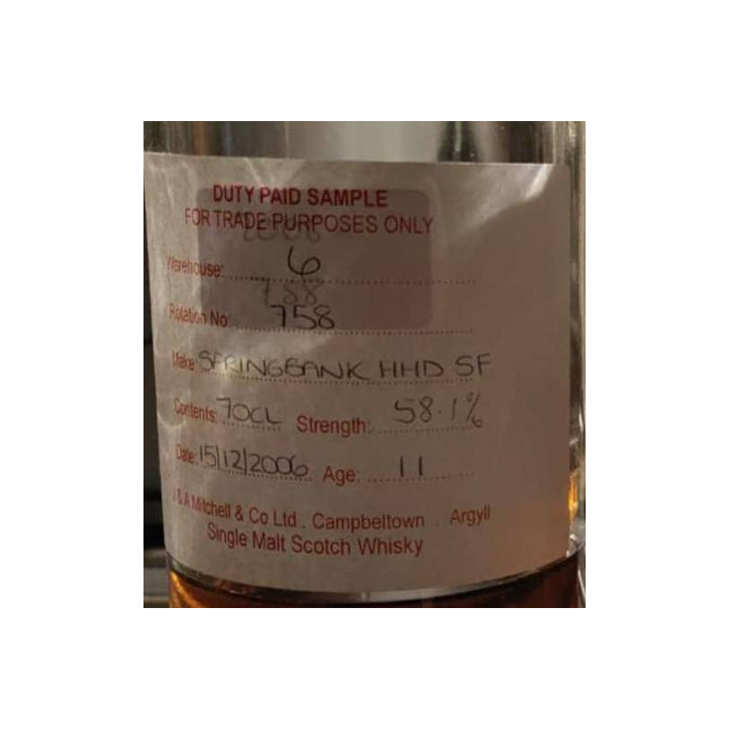 Springbank Duty Paid Sample - For Trade Purposes Only 2006 11 Years Single Malt Whisky