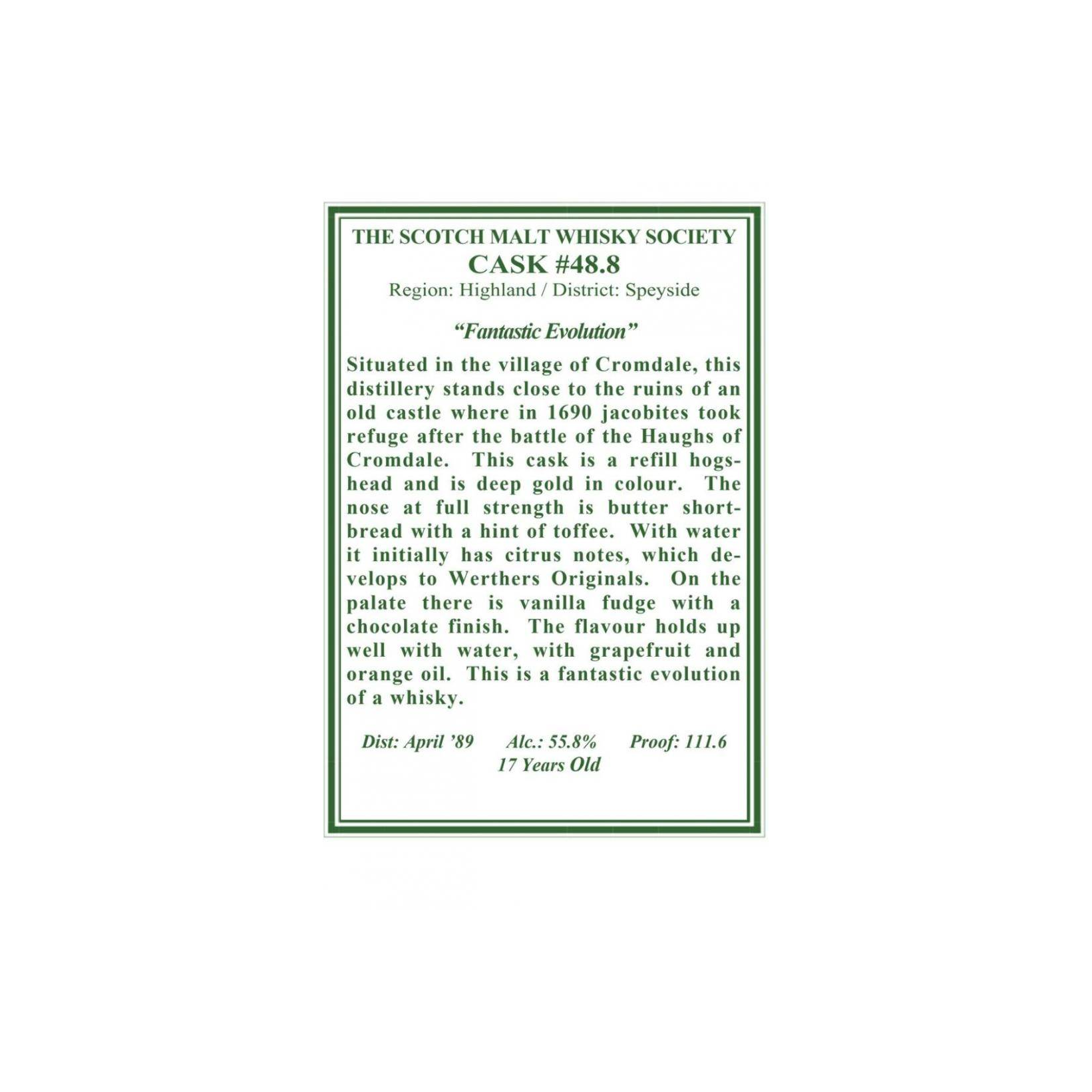 The Scotch Malt Whisky Society 1989 17 Years Single Malt Whisky