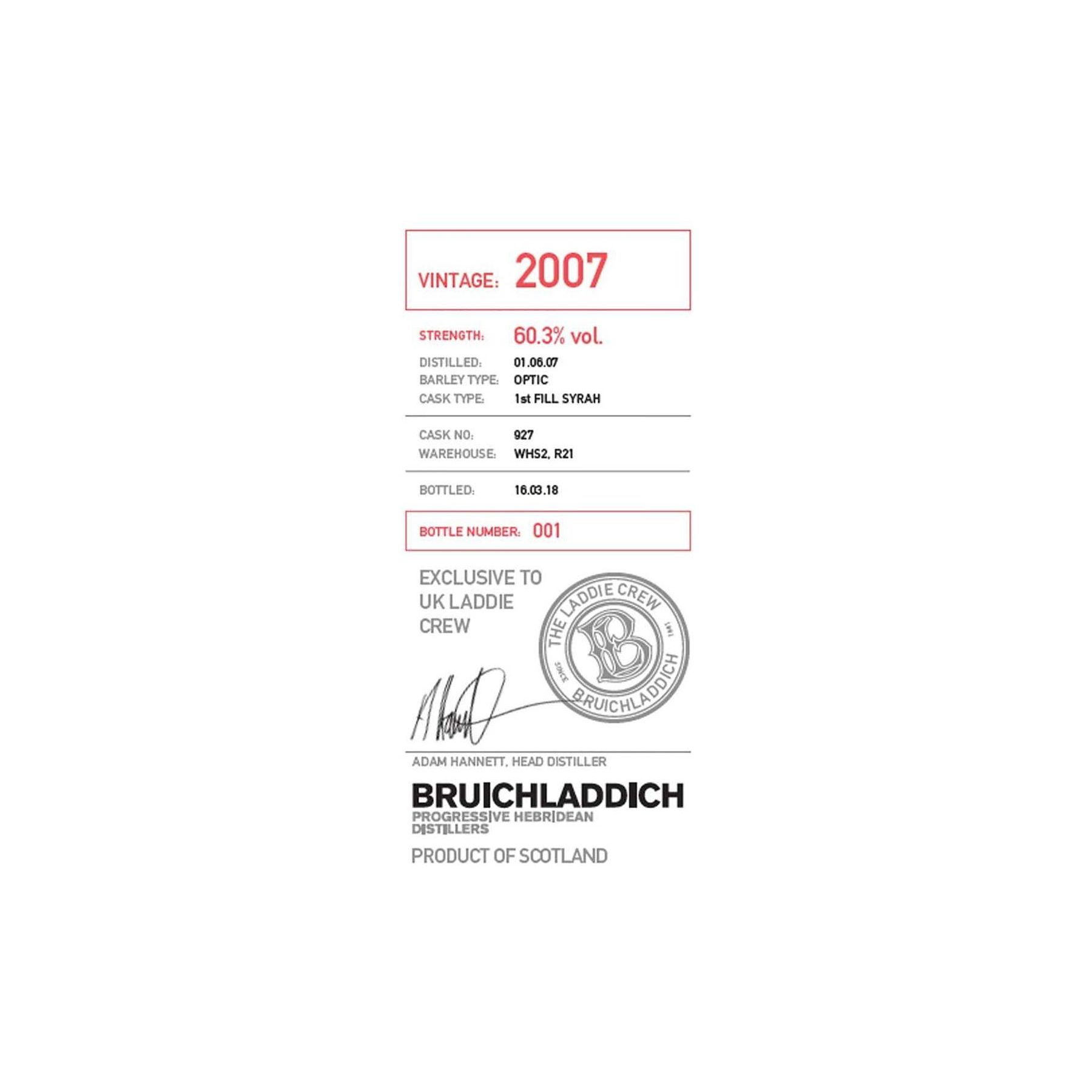 Bruichladdich 2007 10 Years Single Malt Whisky 2