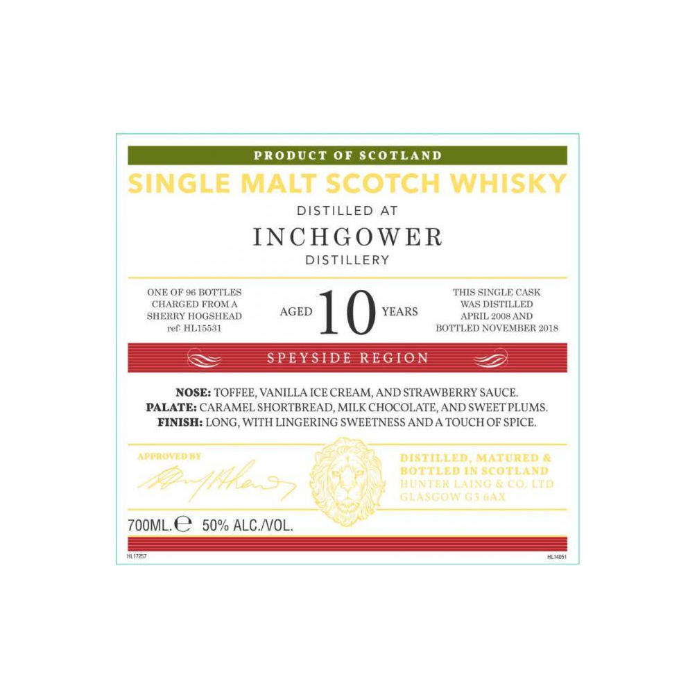 Inchgower Old Malt Cask 2008 10 Years Single Malt Whisky