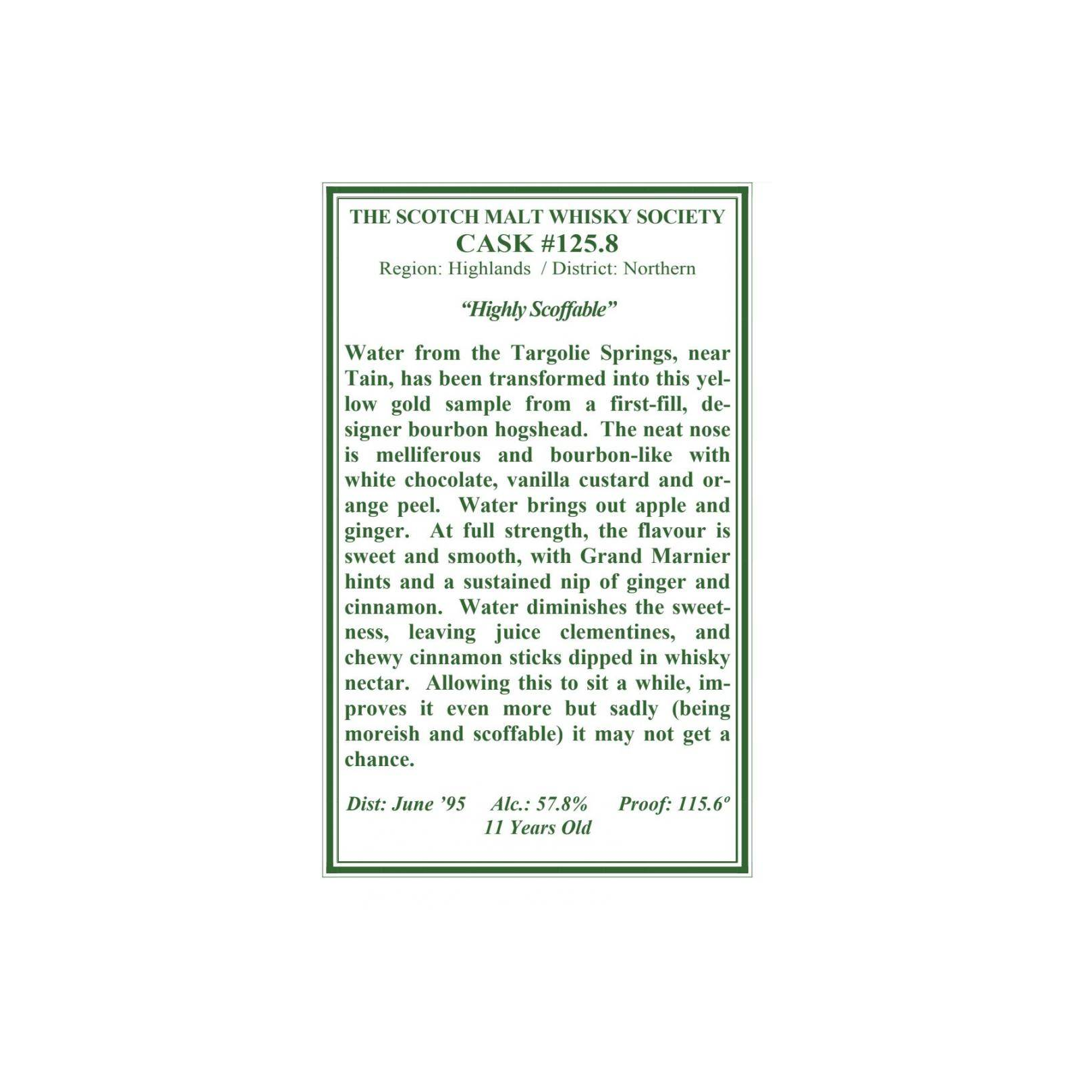 The Scotch Malt Whisky Society 1995 11 Years Single Malt Whisky