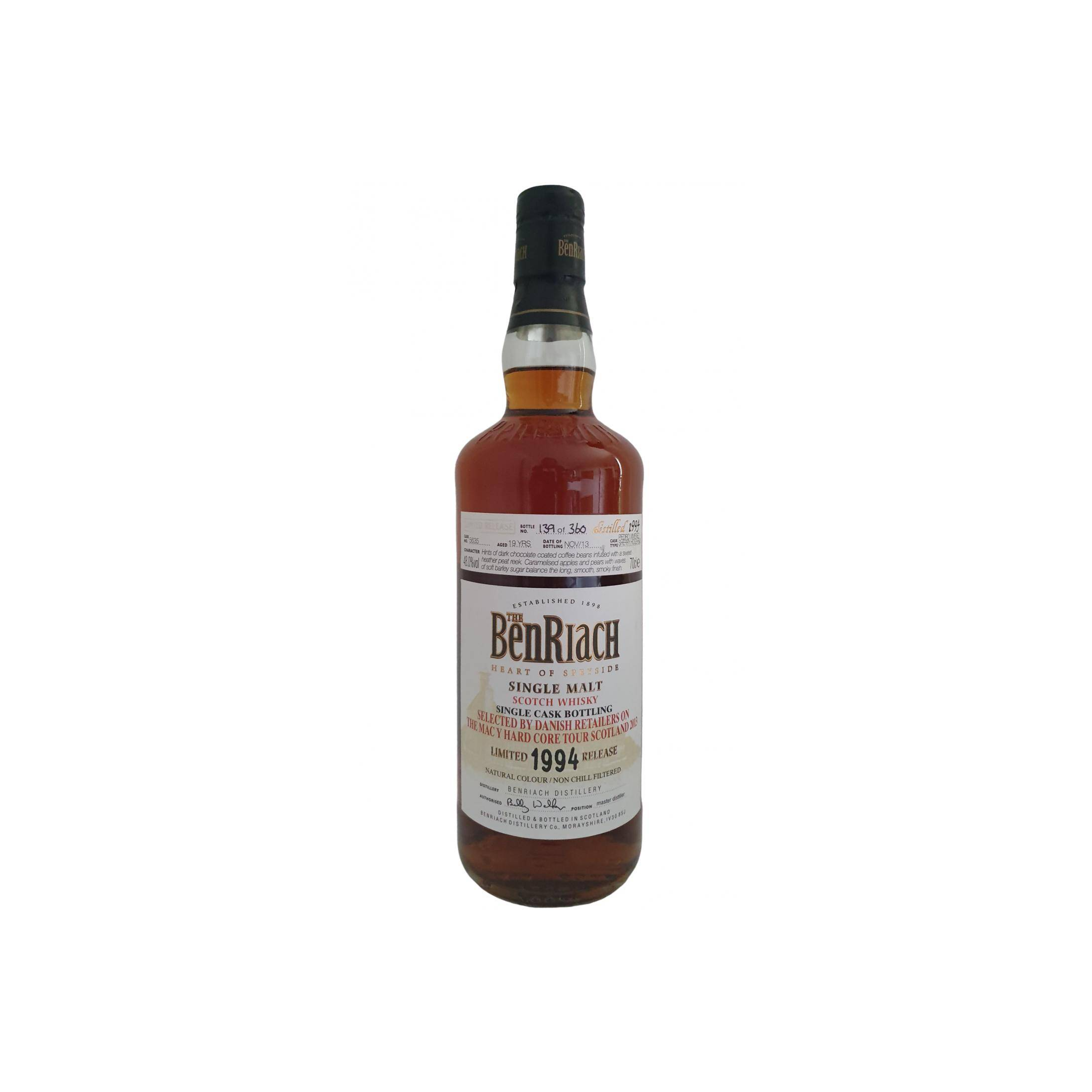BenRiach Individual Cask Bottling 1994 19 Years Single Malt Whisky