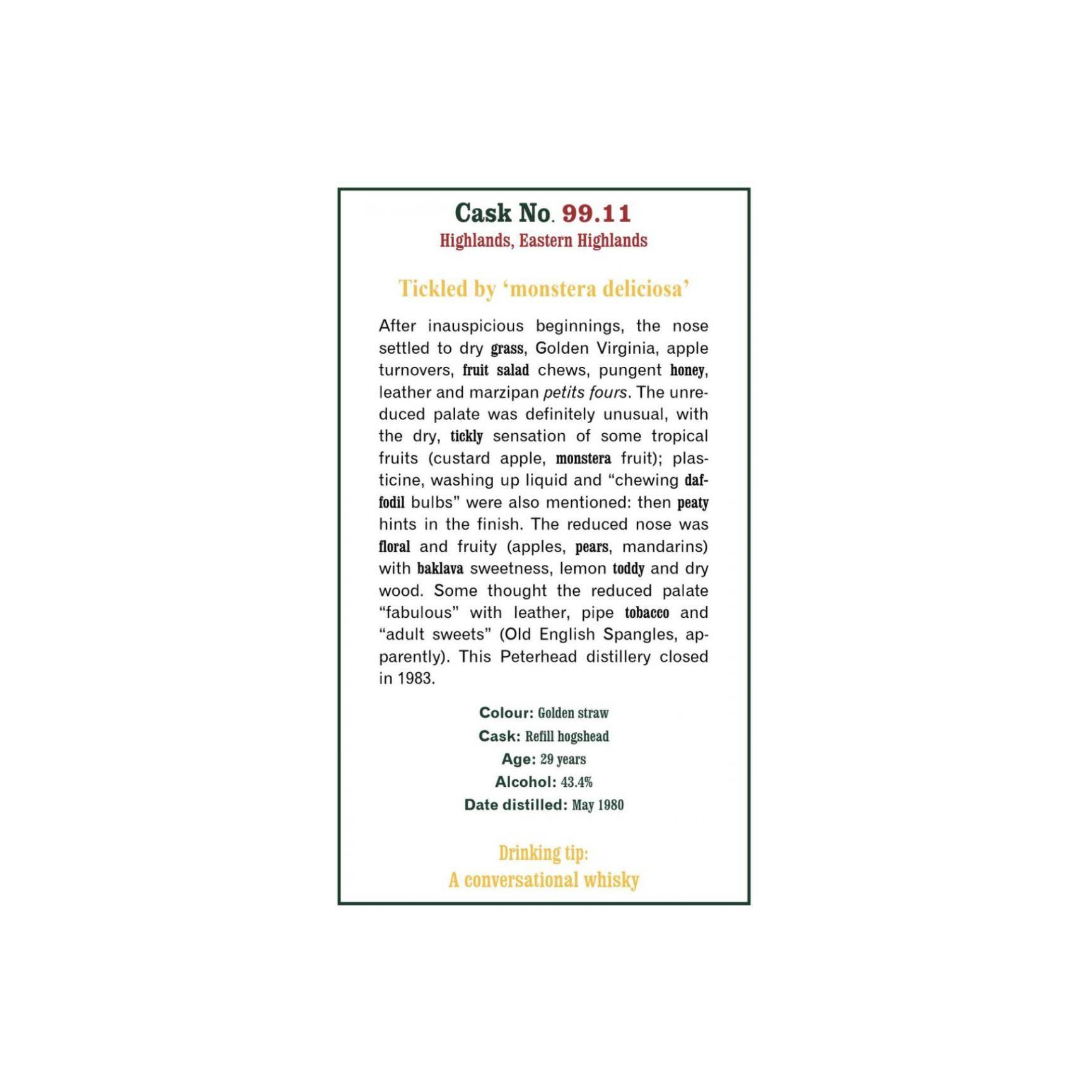 The Scotch Malt Whisky Society 1980 29 Years Single Malt Whisky