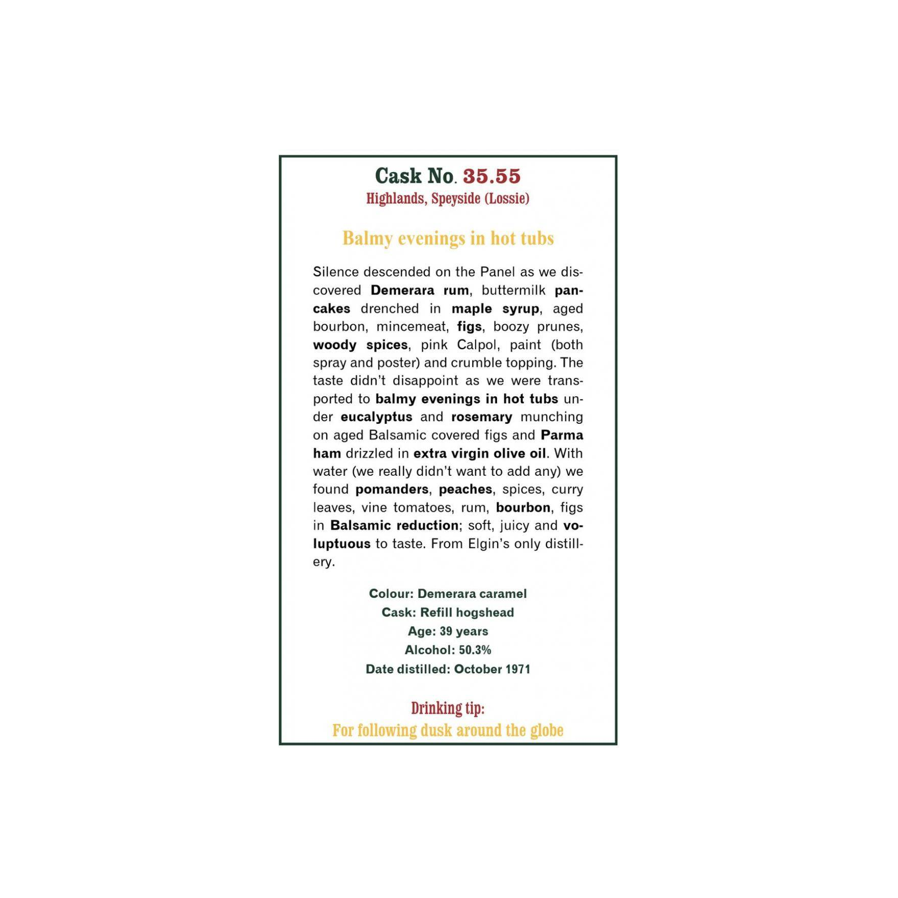 The Scotch Malt Whisky Society 1971 39 Years Single Malt Whisky