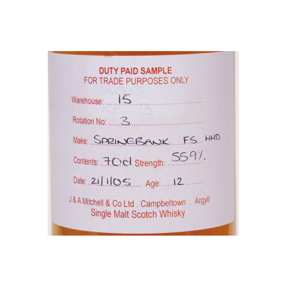 Springbank Duty Paid Sample - For Trade Purposes Only 2005 12 Years Single Malt Whisky 2