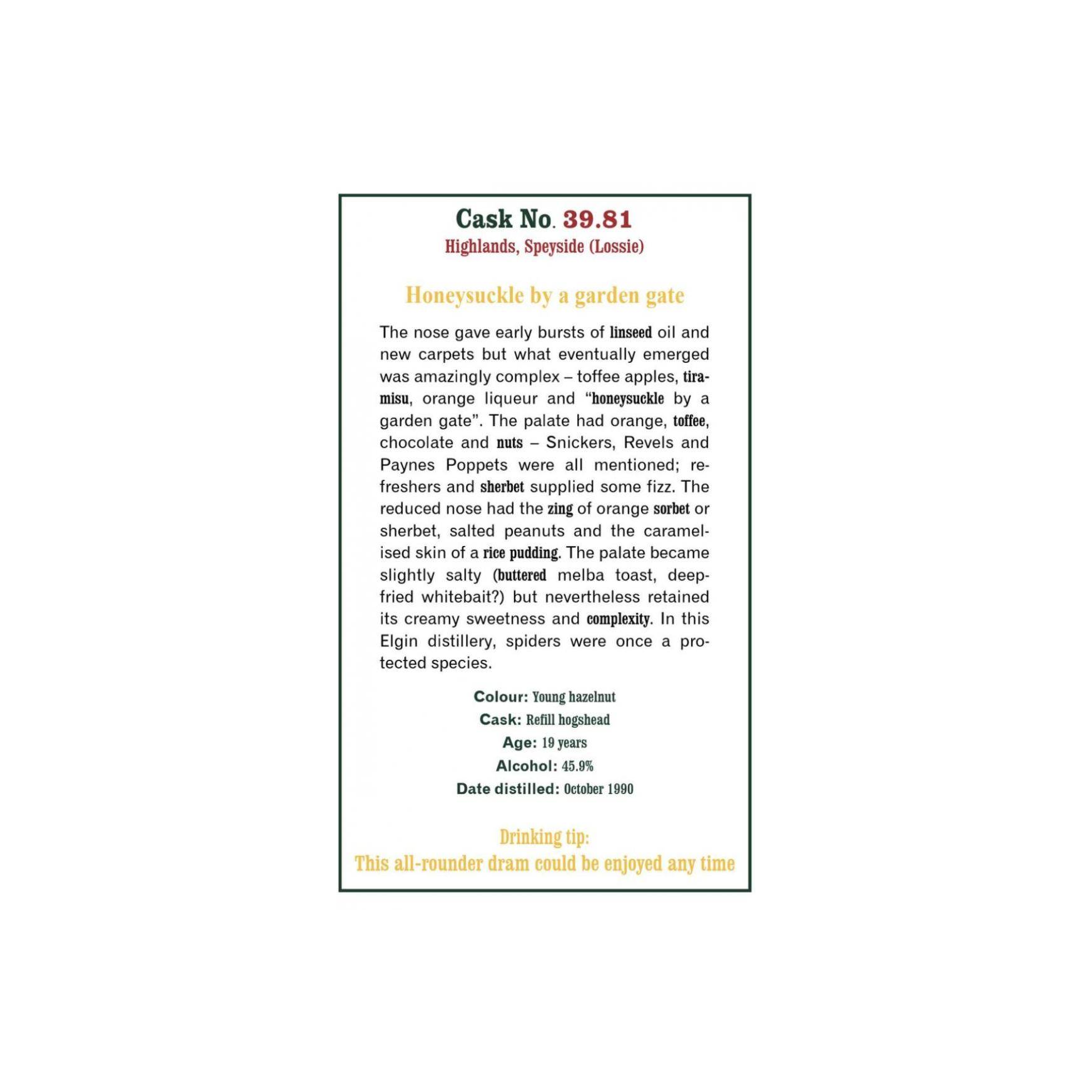 The Scotch Malt Whisky Society 1990 19 Years Single Malt Whisky