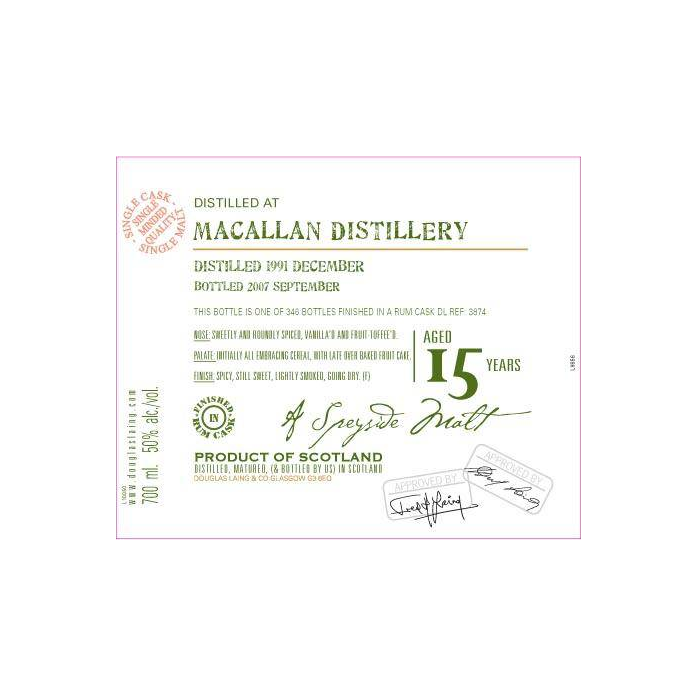 The Macallan Old Malt Cask 1991 15 Years Single Malt Whisky