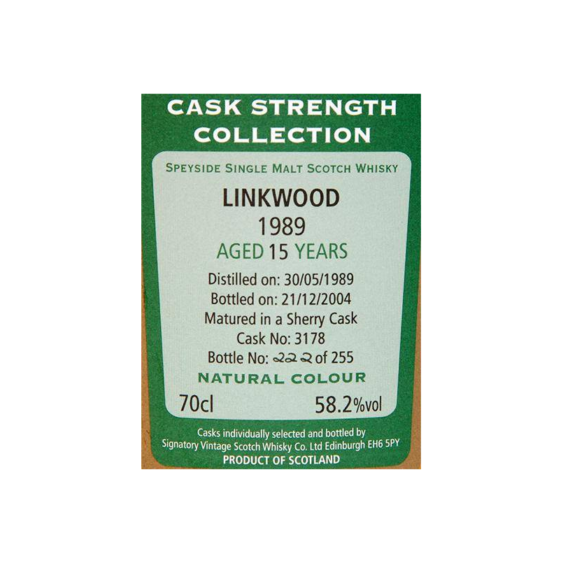 Linkwood Cask Strength Collection 1989 15 Years Single Malt Whisky 2
