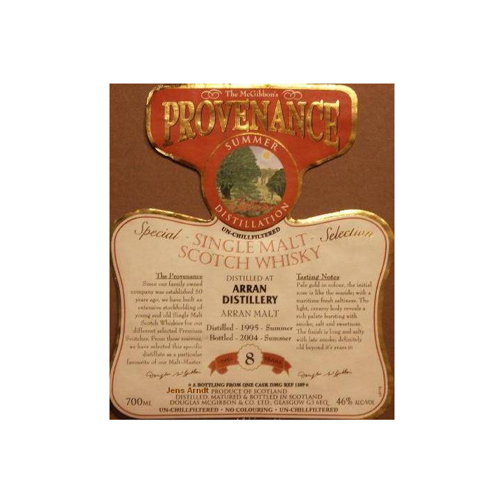Arran McGibbon's Provenance 1995 8 Years Single Malt Whisky