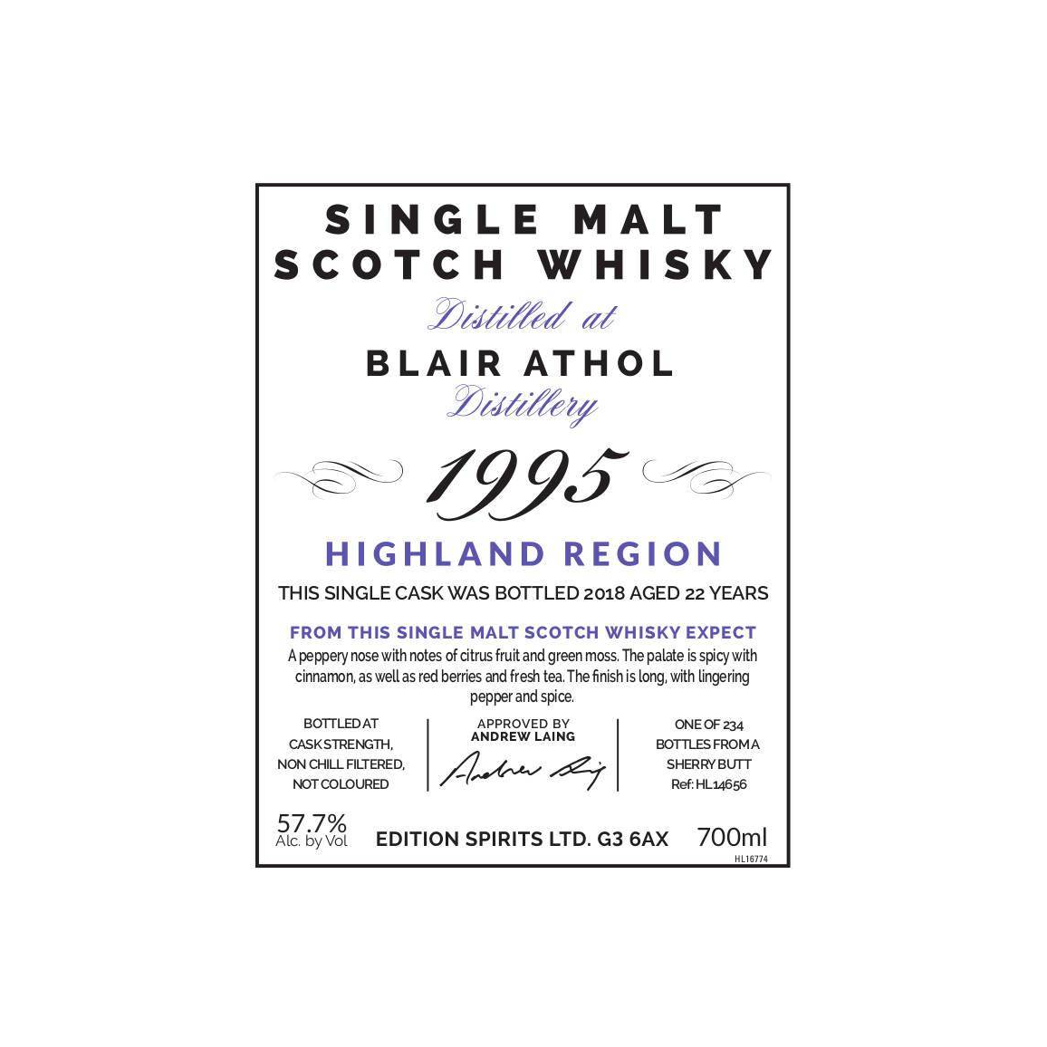 Blair Athol The First Editions 1995 22 Years Single Malt Whisky 3