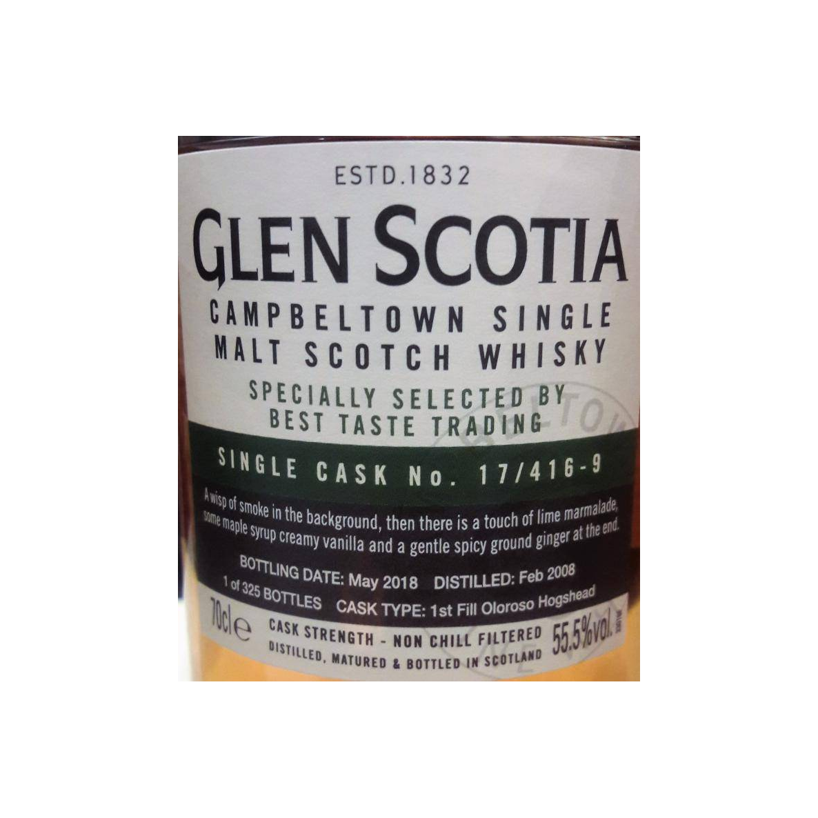 Glen Scotia Single Cask 2008 10 Years Single Malt Whisky 2