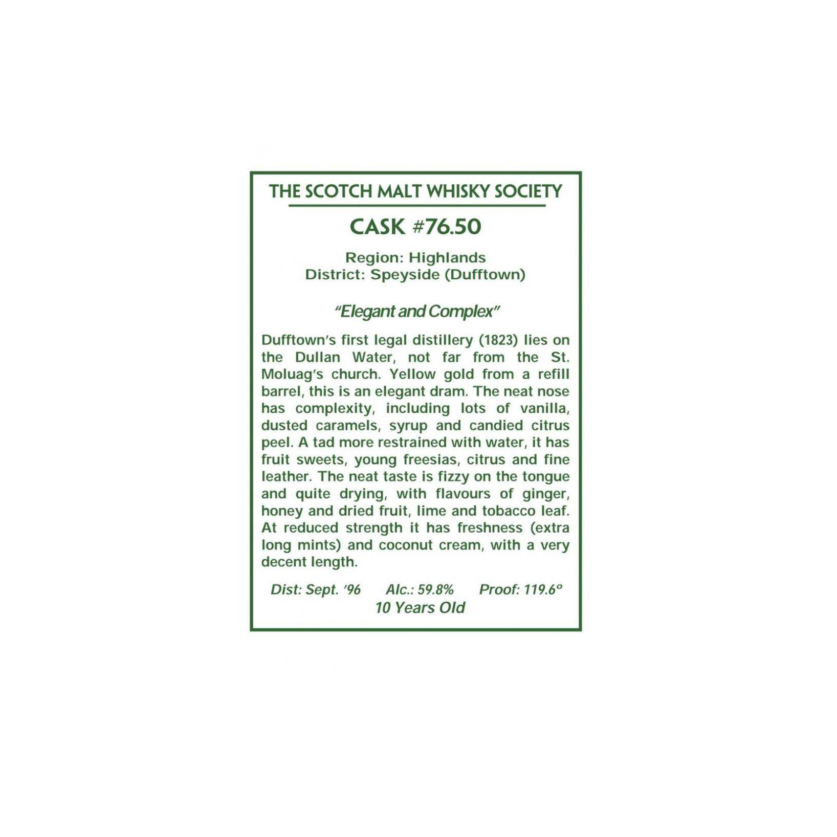 The Scotch Malt Whisky Society 1996 10 Years Single Malt Whisky