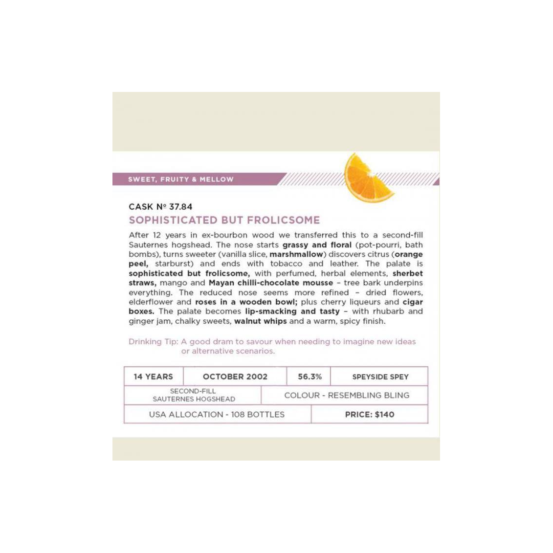 The Scotch Malt Whisky Society 2002 14 Years Single Malt Whisky 2
