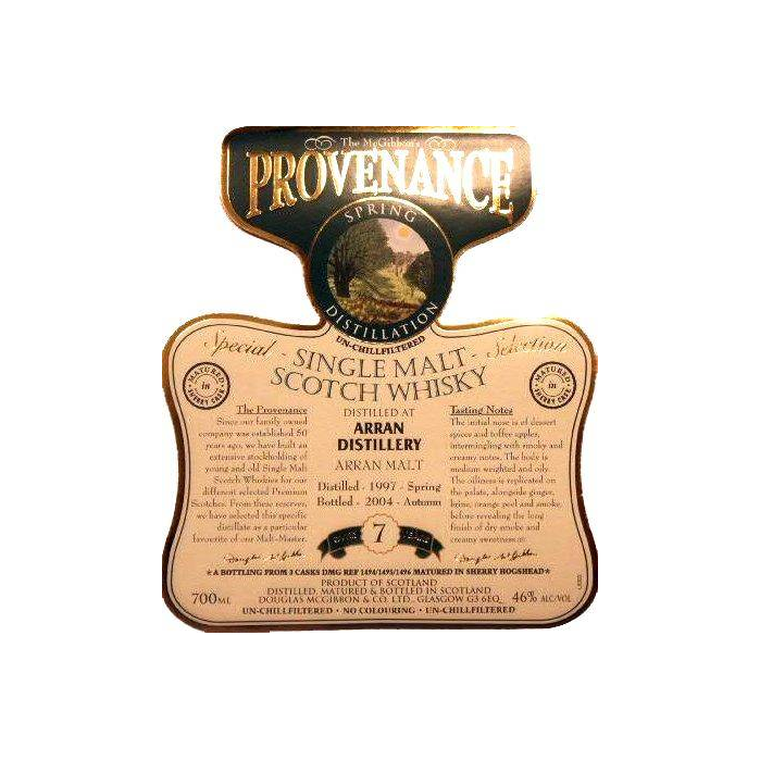Arran McGibbon's Provenance 1997 7 Years Single Malt Whisky