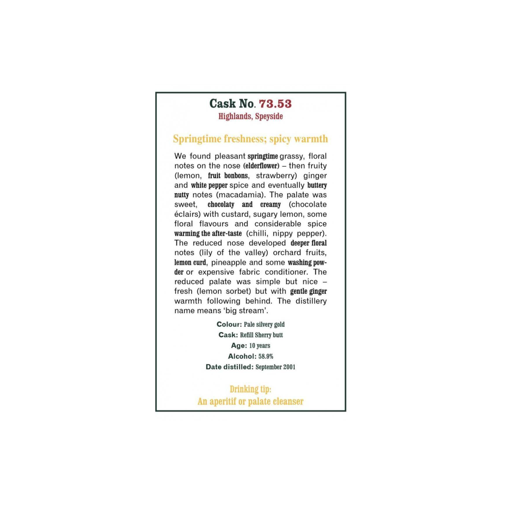 The Scotch Malt Whisky Society 2001 10 Years Single Malt Whisky