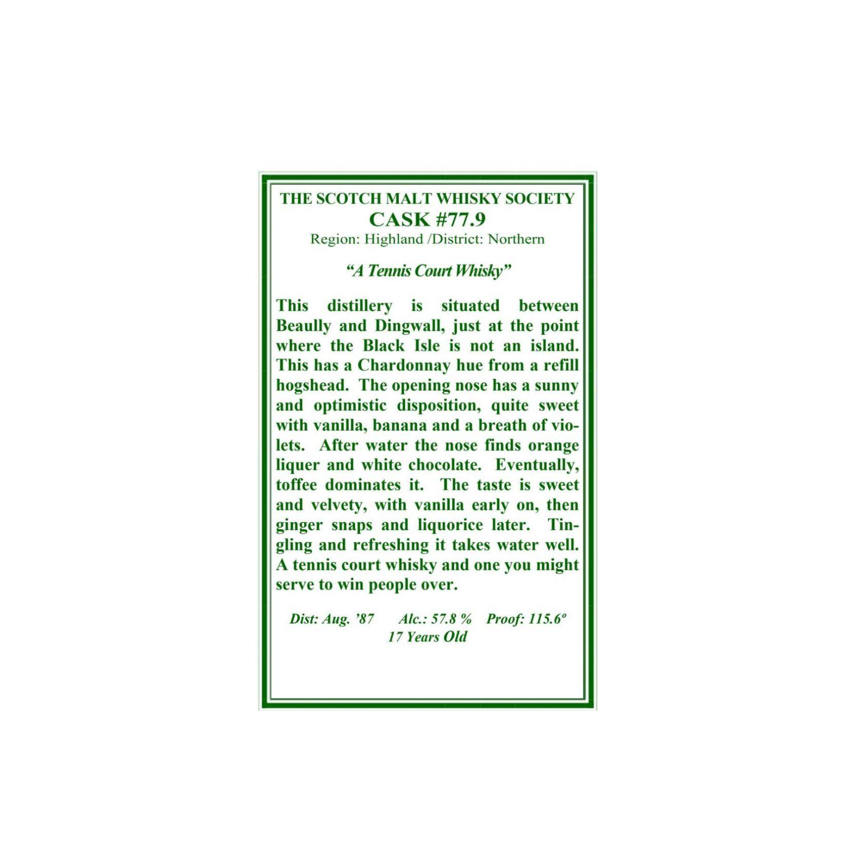 The Scotch Malt Whisky Society 1987 17 Years Single Malt Whisky