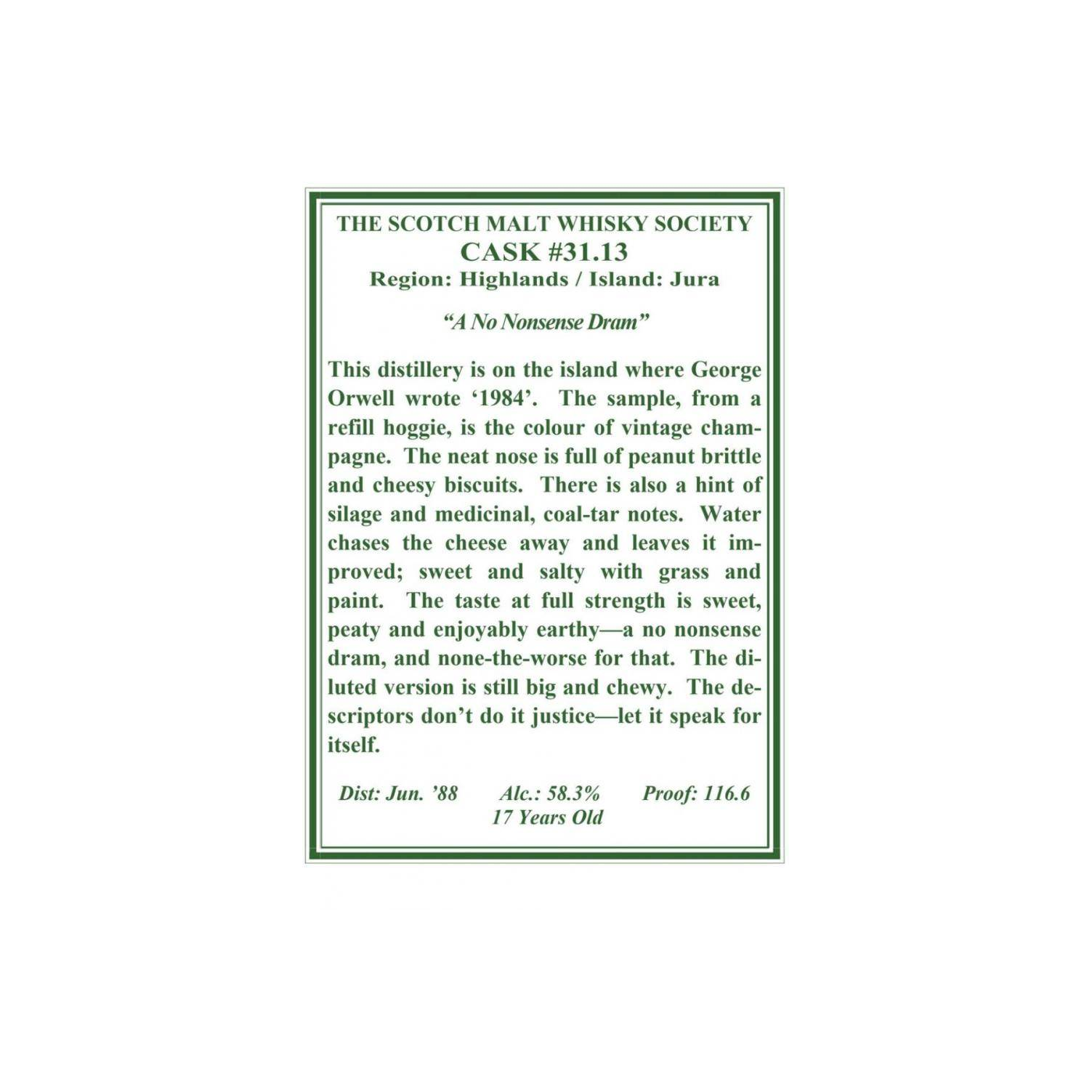 The Scotch Malt Whisky Society 1988 17 Years Single Malt Whisky