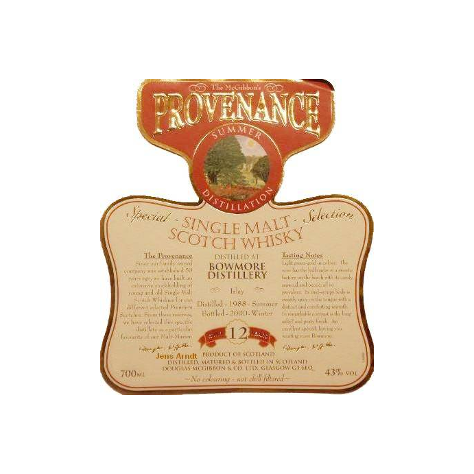 Bowmore McGibbon's Provenance 1988 12 Years Single Malt Whisky 2