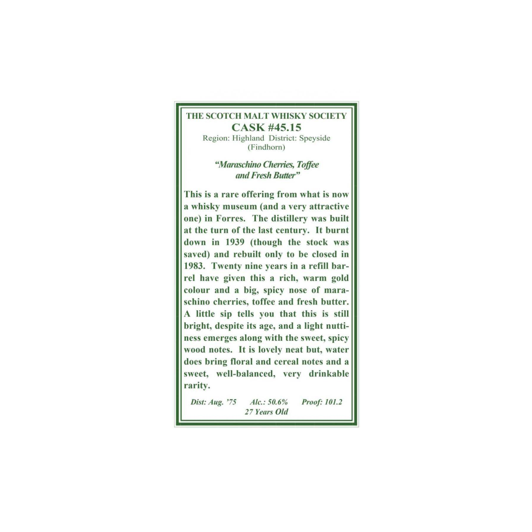 The Scotch Malt Whisky Society 1975 27 Years Single Malt Whisky
