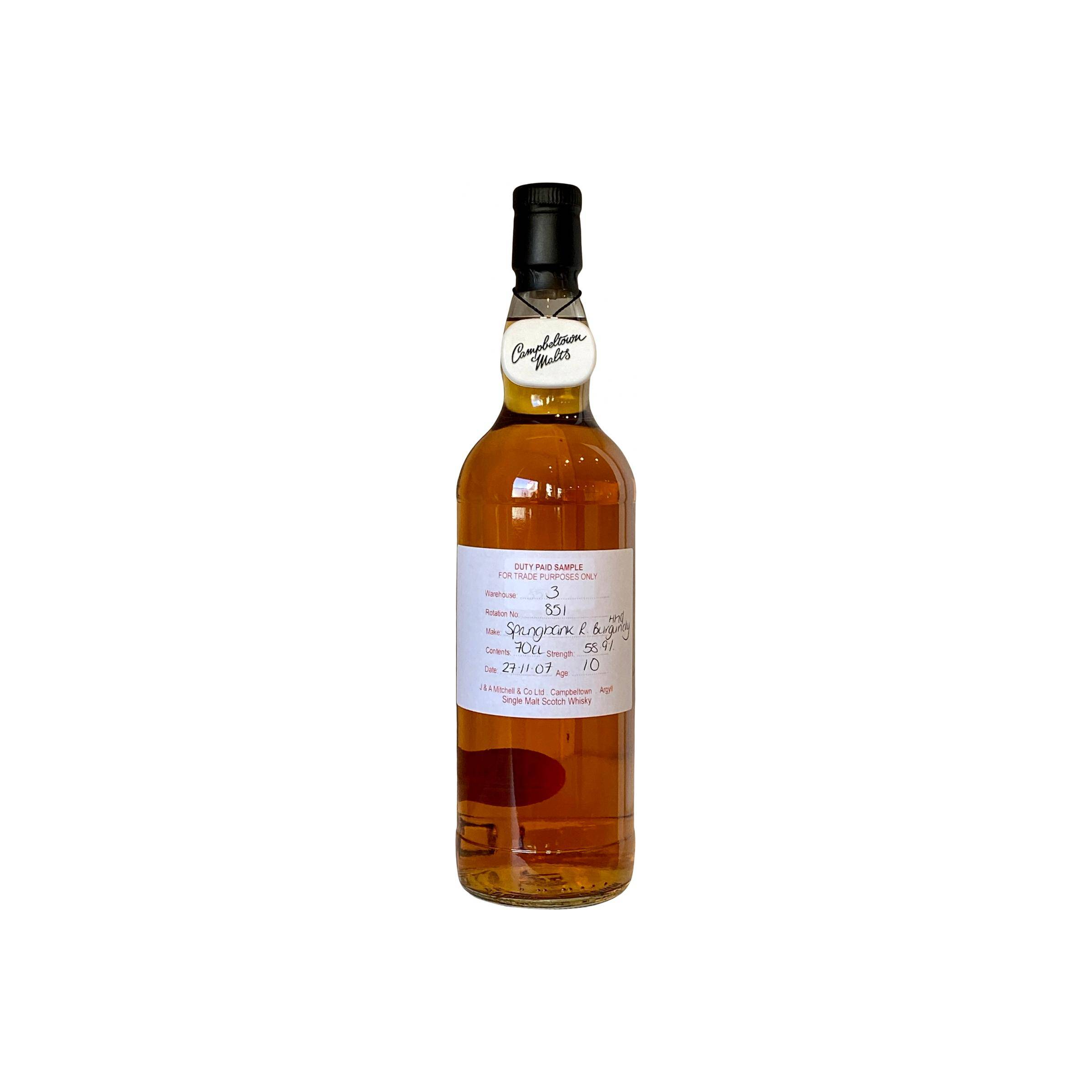 Springbank Duty Paid Sample - For Trade Purposes Only 2007 10 Years Single Malt Whisky