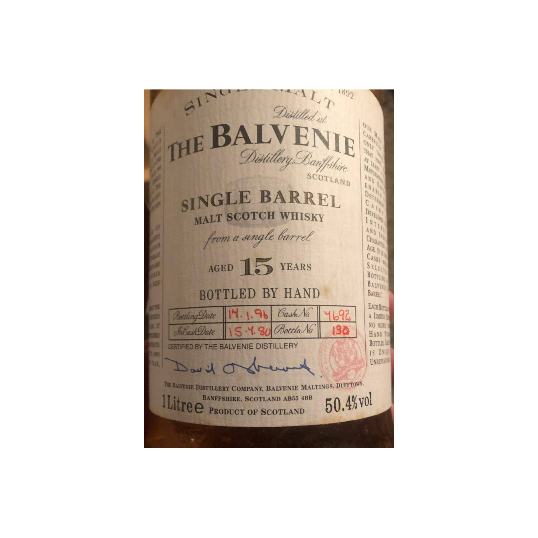 The Balvenie Single Cask 1980 15 Years Single Malt Whisky