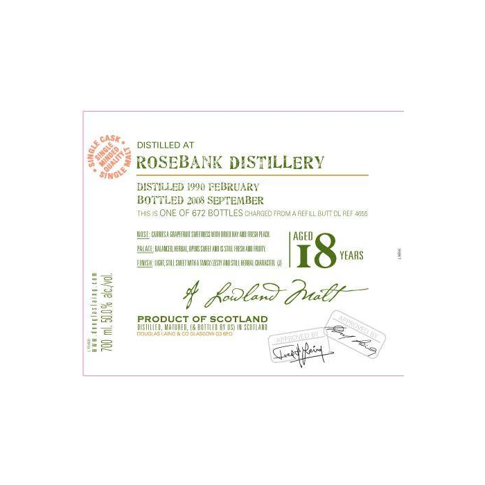 Rosebank Old Malt Cask 1990 18 Years Single Malt Whisky 2