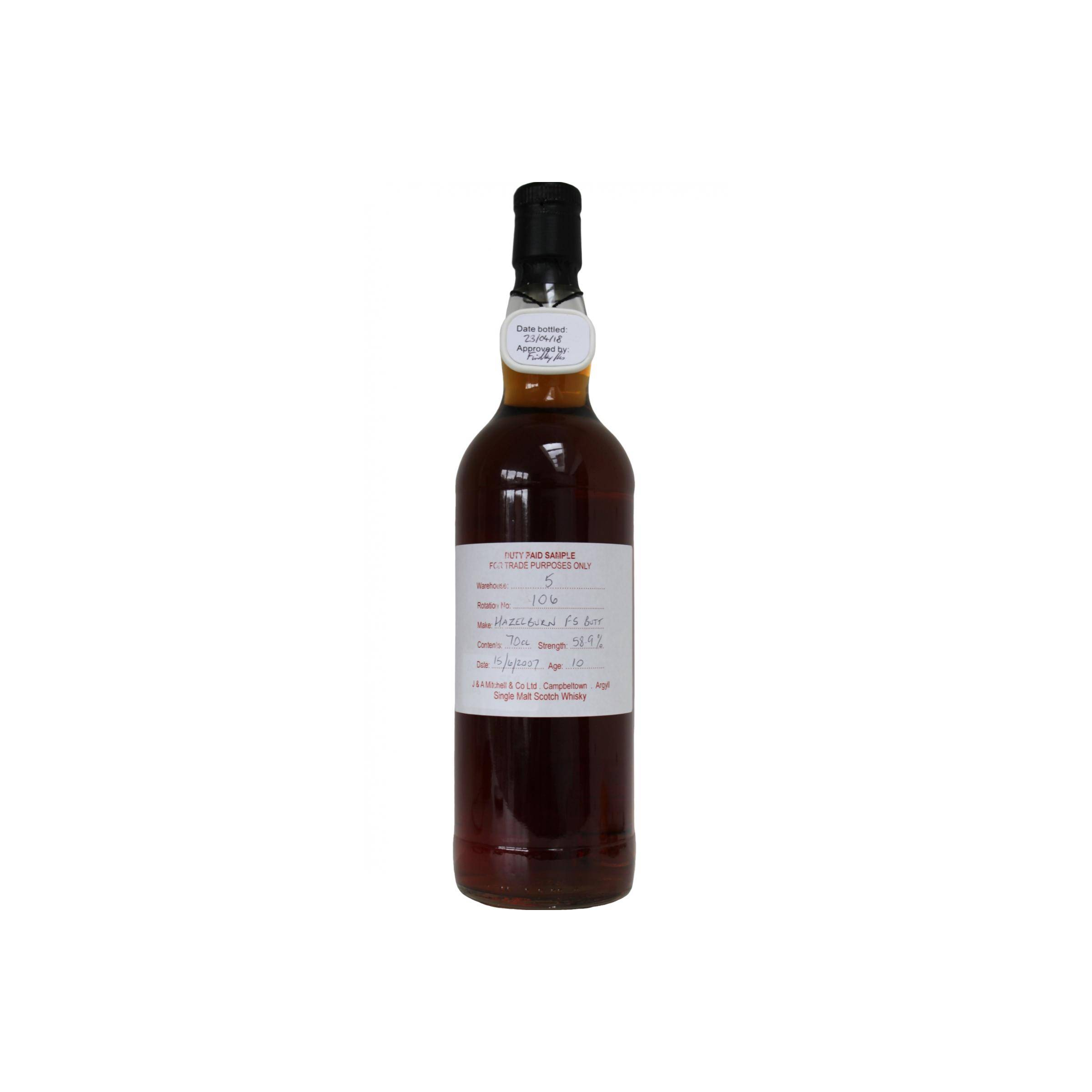 Hazelburn Duty Paid Sample - For Trade Purposes Only 2007 10 Years Single Malt Whisky