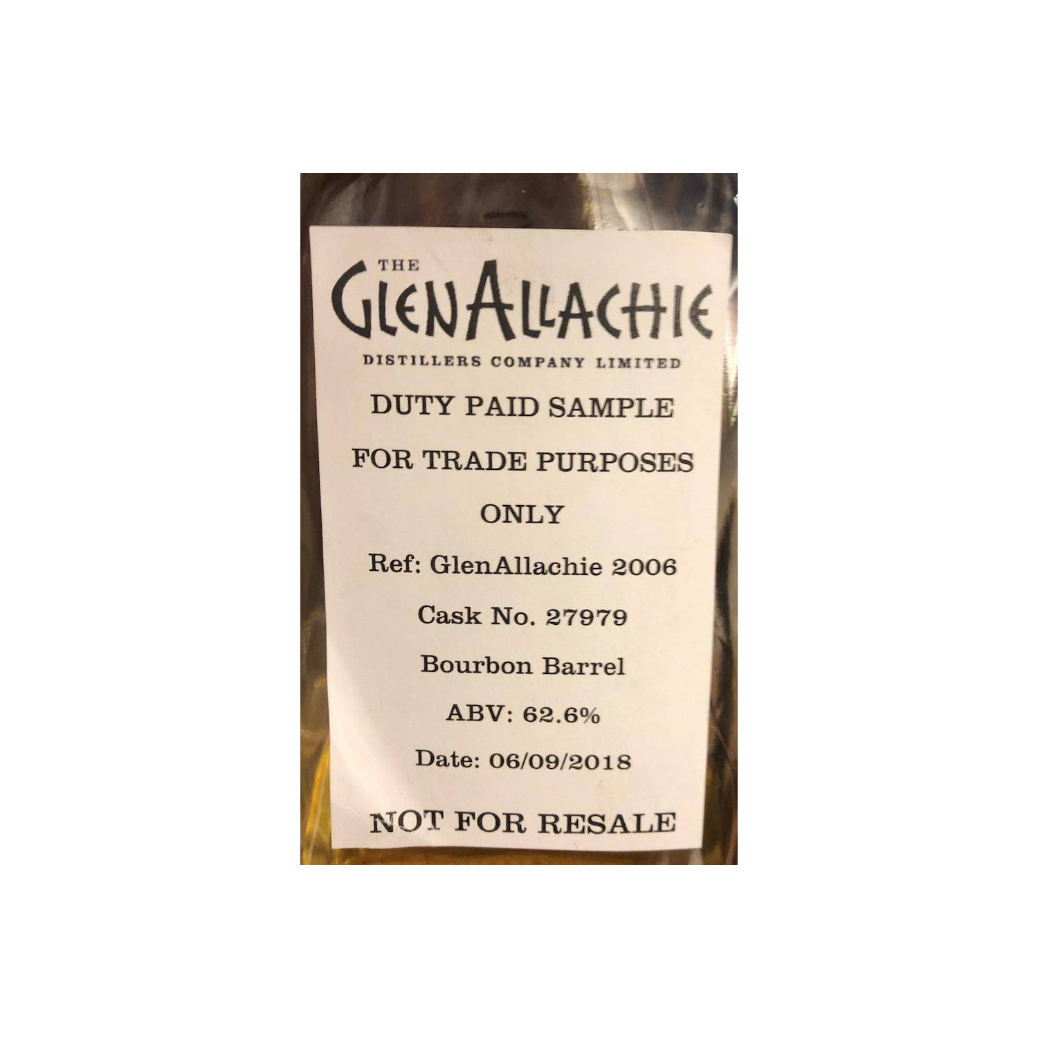 The GlenAllachie Duty Paid Sample - For Trade Purposes Only 2006 12 Years Single Malt Whisky