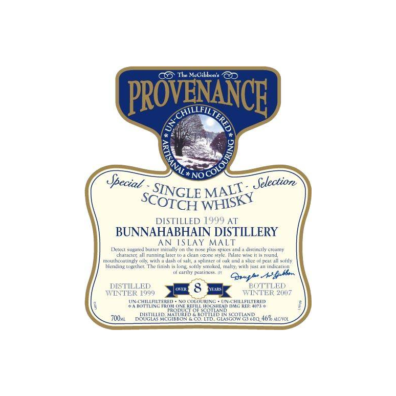 Bunnahabhain McGibbon's Provenance 1999 8 Years Single Malt Whisky