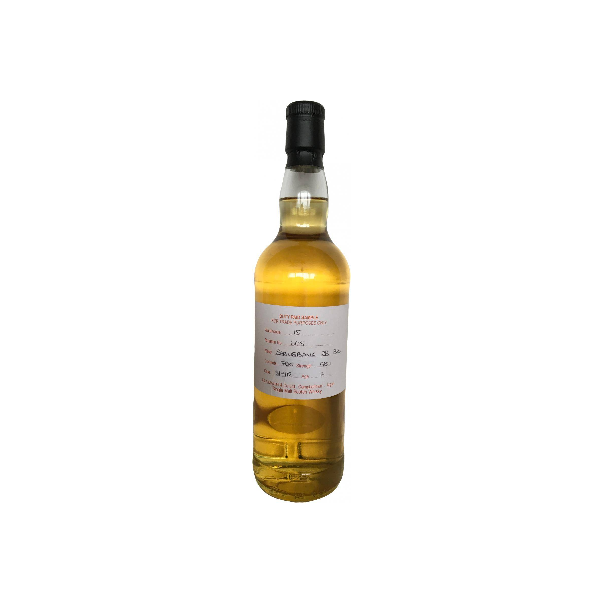 Springbank Duty Paid Sample - For Trade Purposes Only 2012 7 Years Single Malt Whisky
