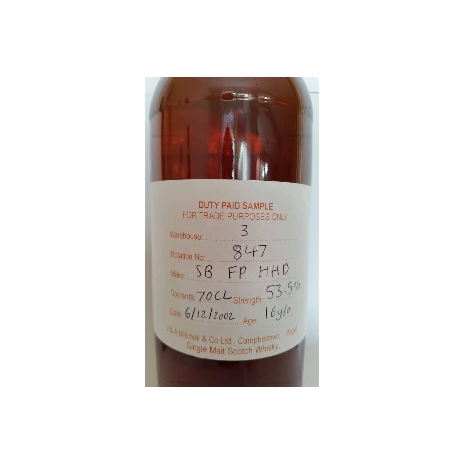 Springbank Duty Paid Sample - For Trade Purposes Only 2002 16 Years Single Malt Whisky 2