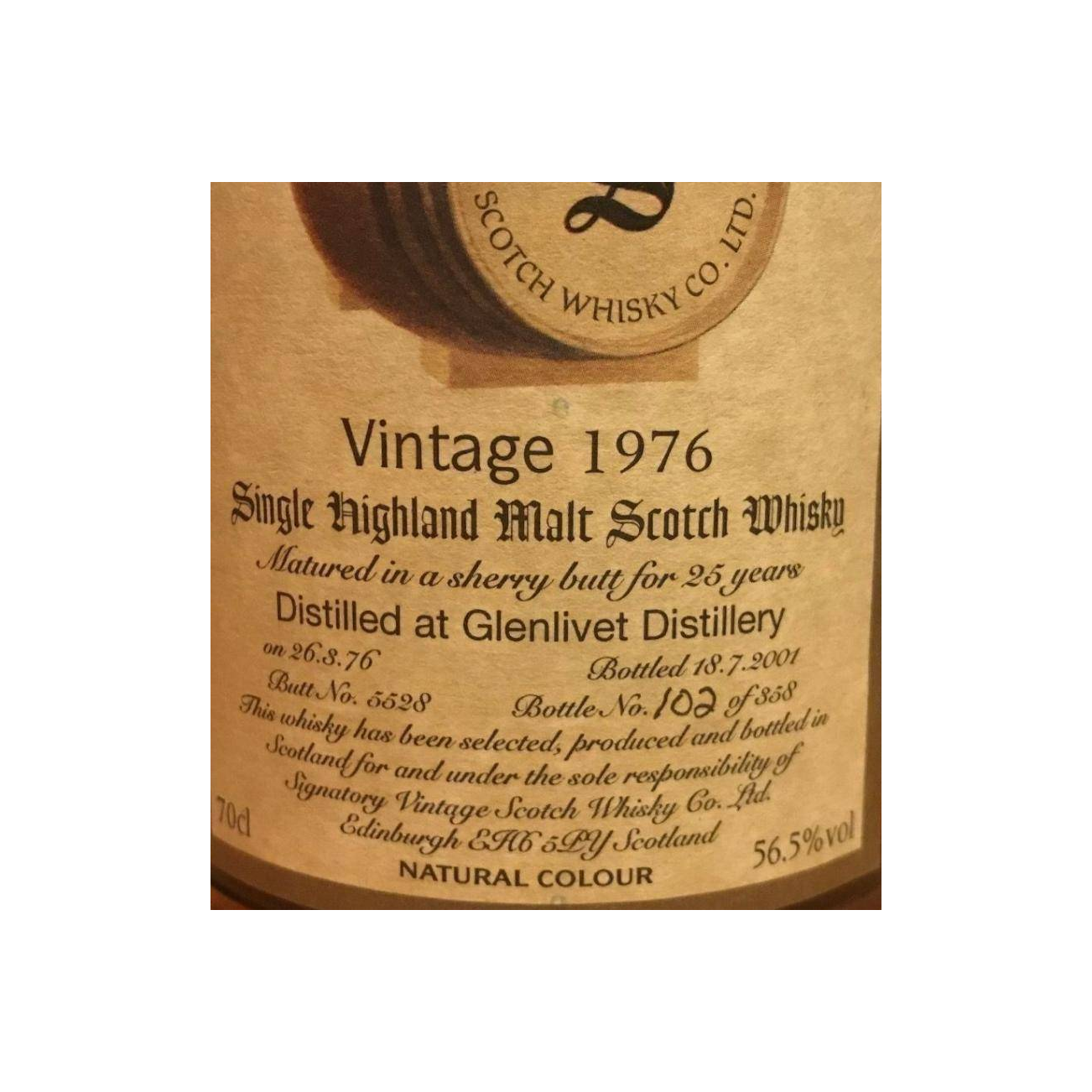 The Glenlivet Vintage Collection - Dumpy 1976 25 Years Single Malt Whisky