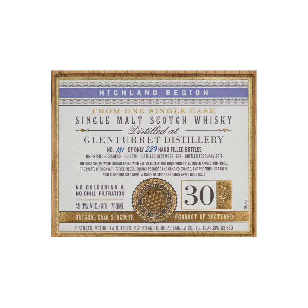 The Glenturret 1987 30 Years Single Malt Whisky 3