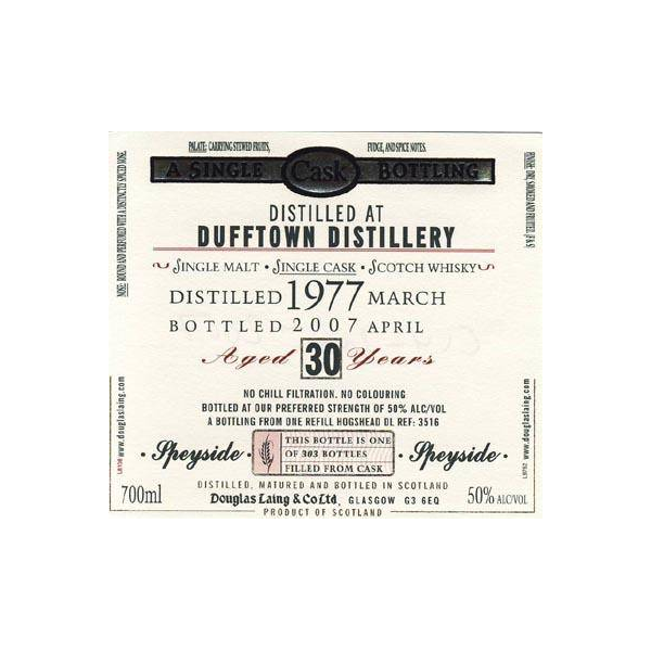 Dufftown Old Malt Cask 1977 30 Years Single Malt Whisky 2