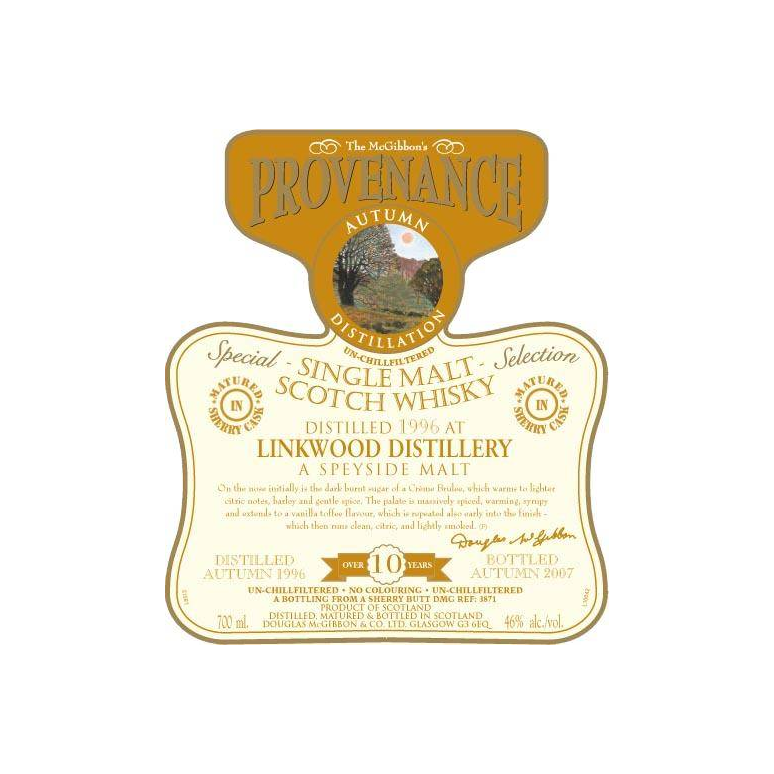 Linkwood McGibbon's Provenance 1996 10 Years Single Malt Whisky 2