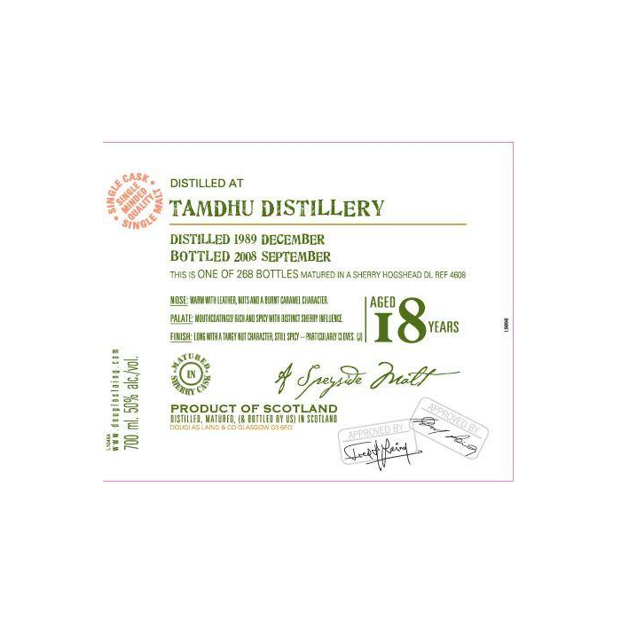 Tamdhu Old Malt Cask 1989 18 Years Single Malt Whisky 2