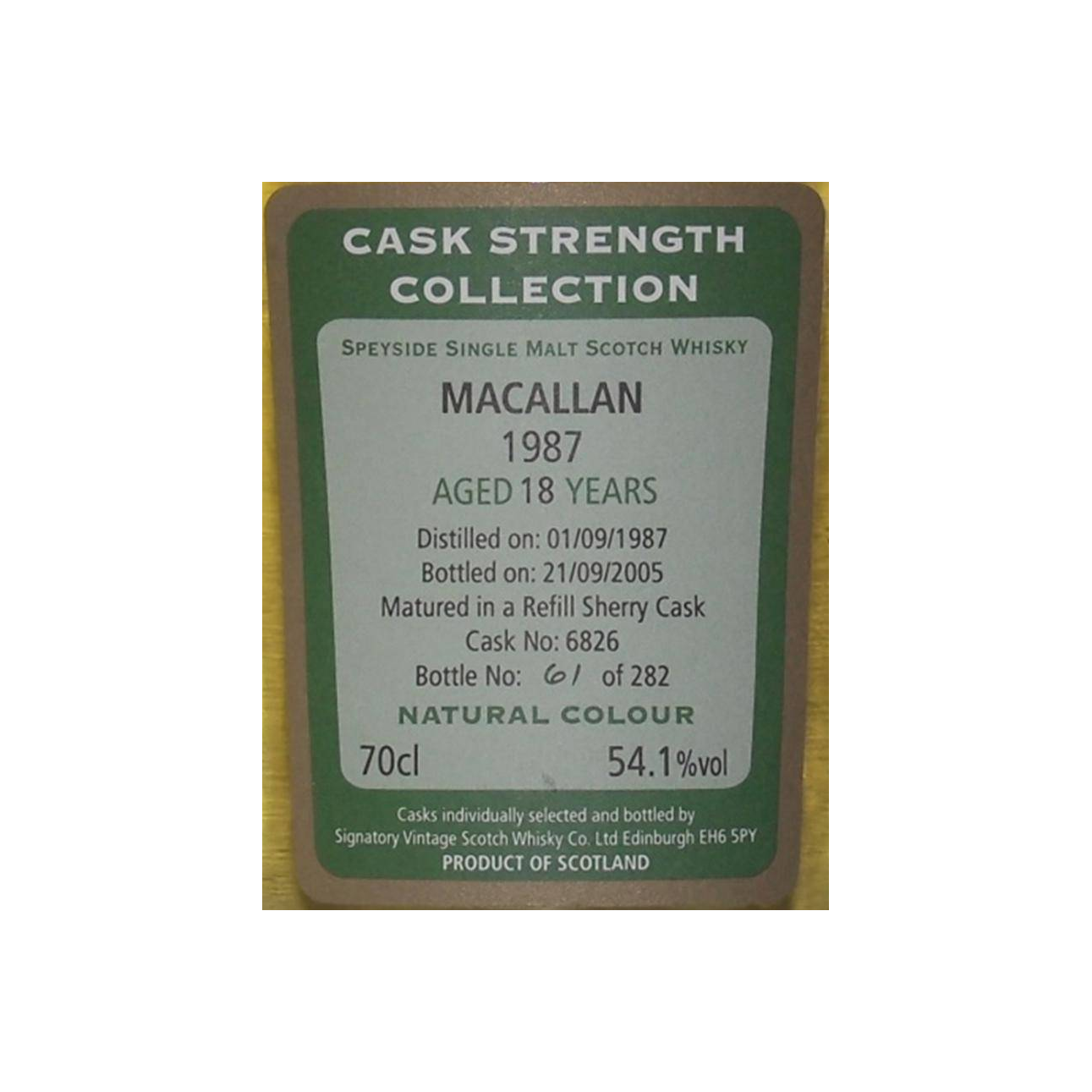 The Macallan Cask Strength Collection 1987 18 Years Single Malt Whisky 2