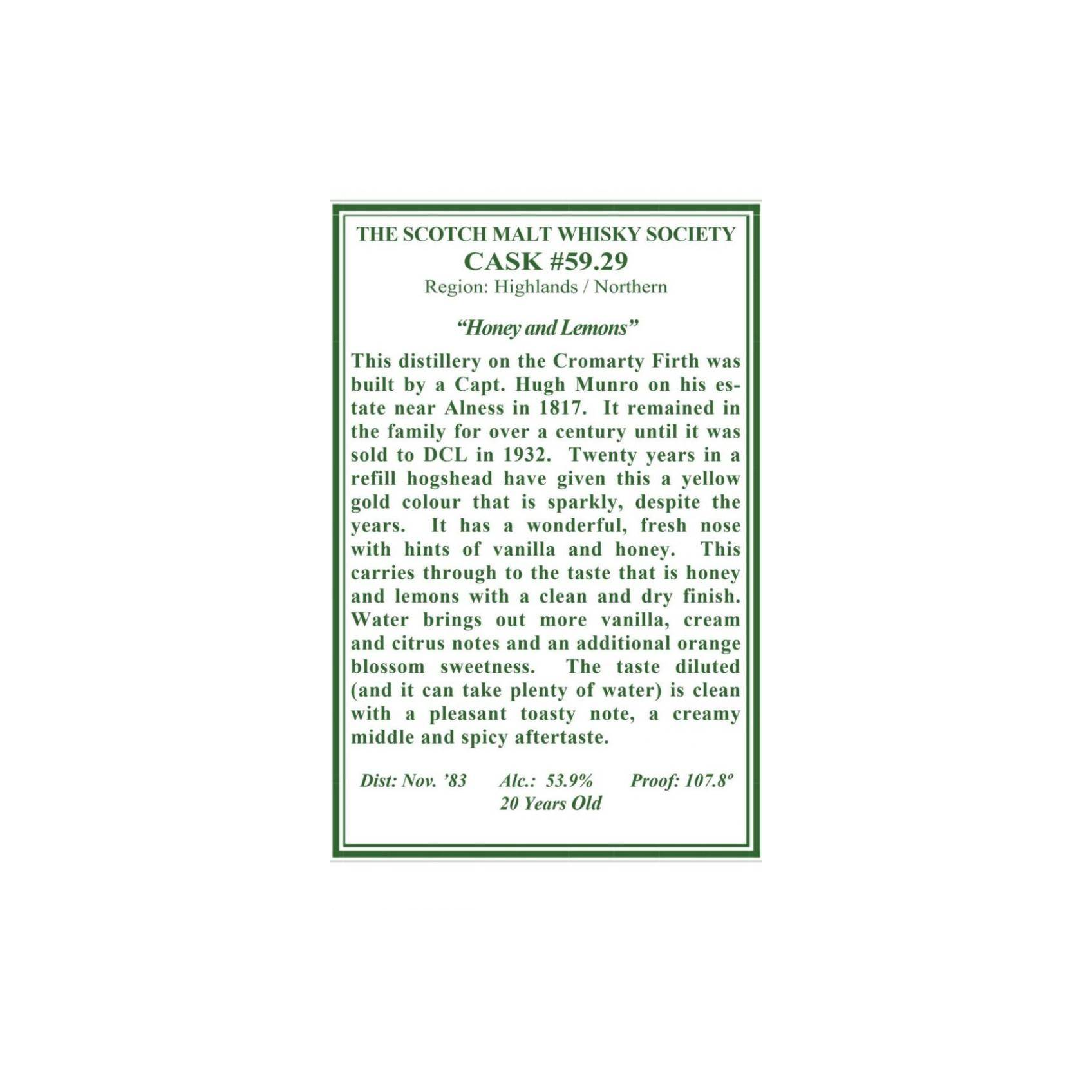 The Scotch Malt Whisky Society 1983 20 Years Single Malt Whisky