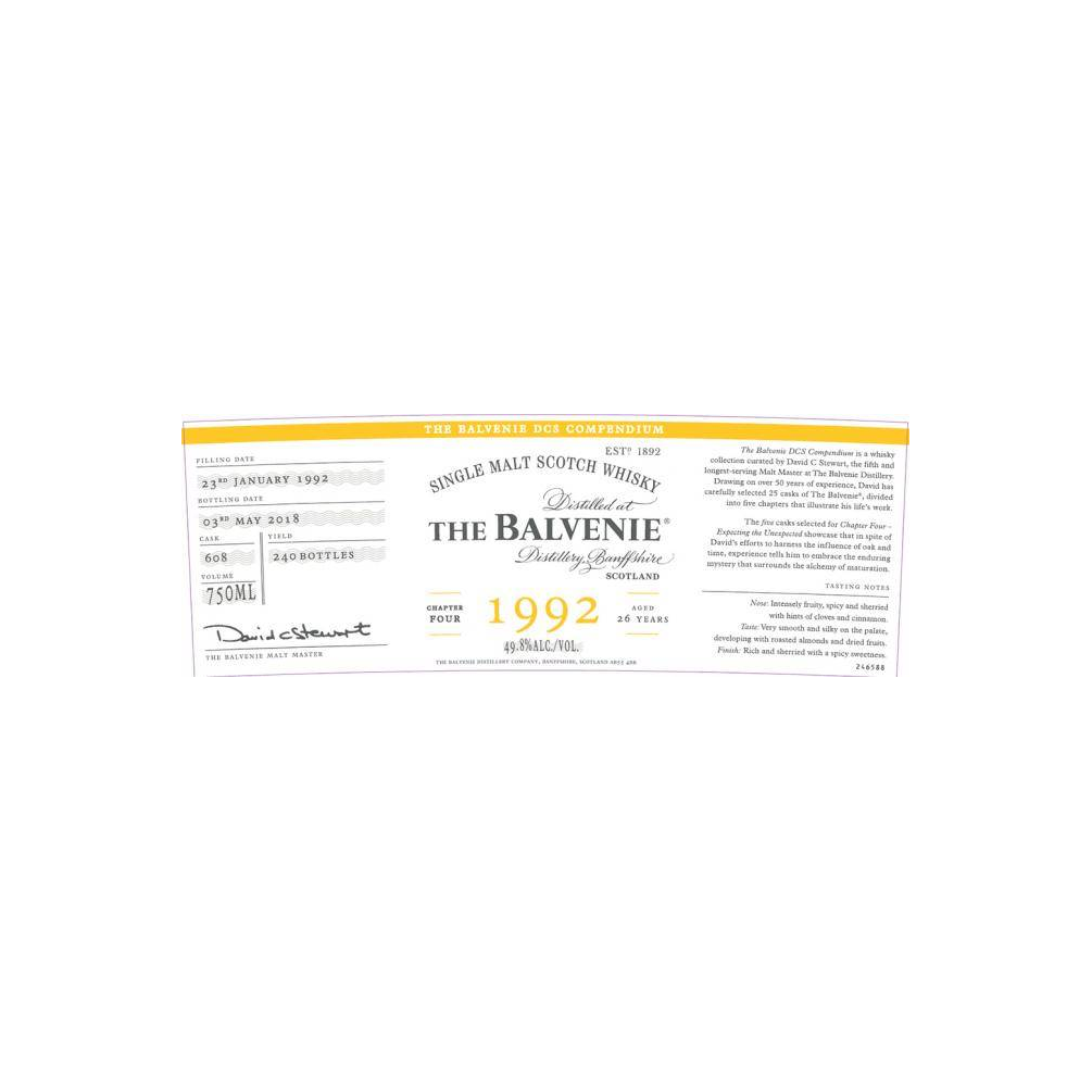 The Balvenie 1992 26 Years Single Malt Whisky